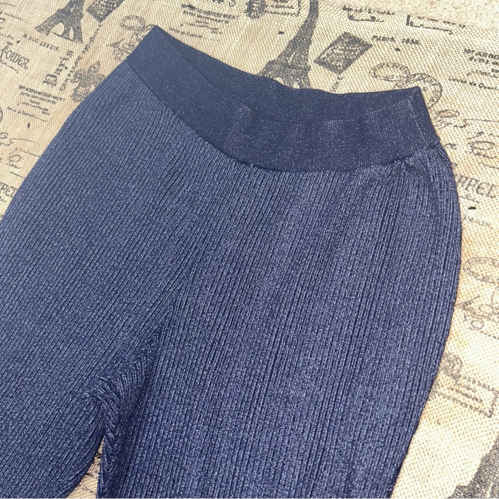 Anthropologie Pilcro Indigo Blue Sweater Ribbed Flare Sweatpants Size L - Picture 6 of 16